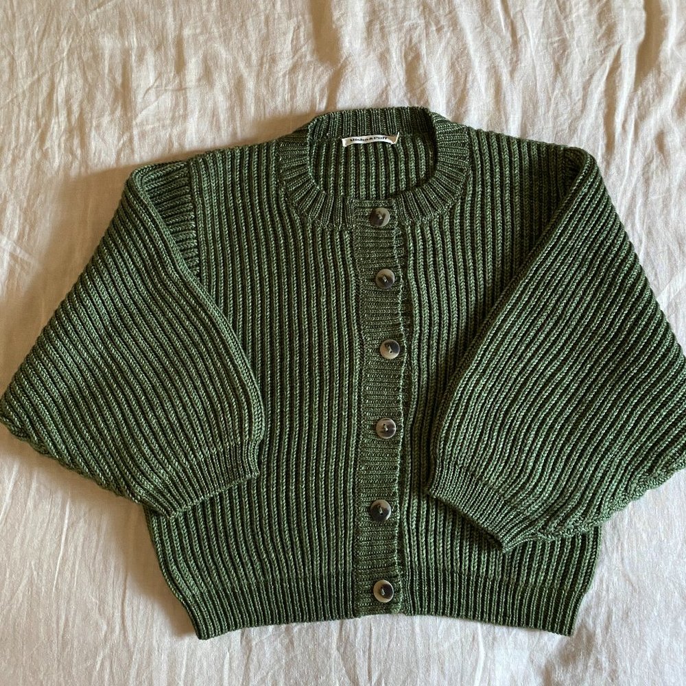 Misha & Puff Fisherman Cardigan in Lichen, XS/S, New